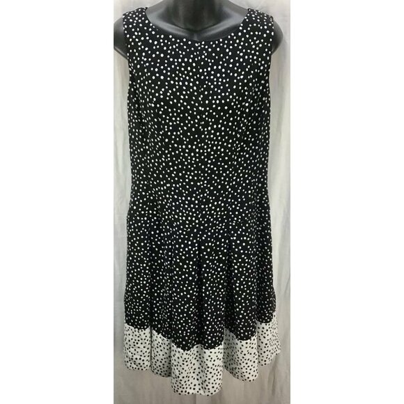 Ralph Lauren Dress 12 Black Polka Dot Fit Flare - Picture 1 of 4